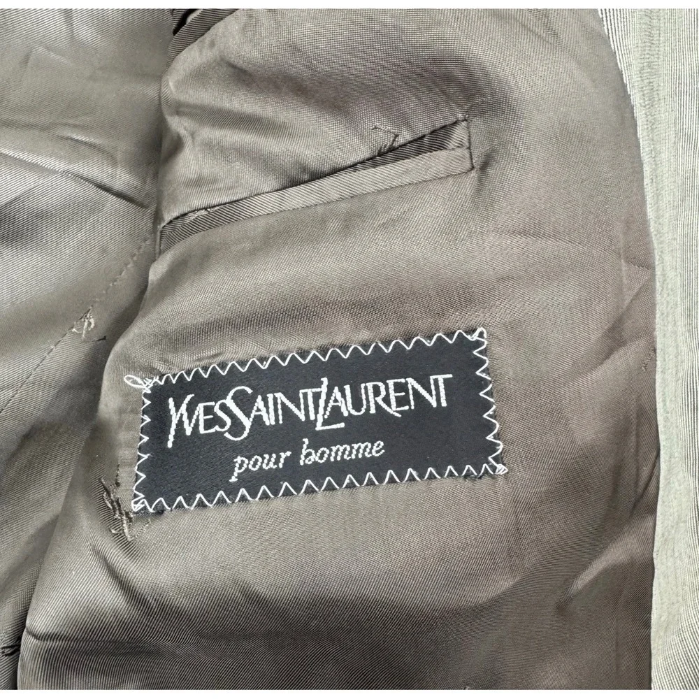 Yves Saint Laurent Blazer Mens 42R Grey New Wool Micro Stripe 3-Button Jacket